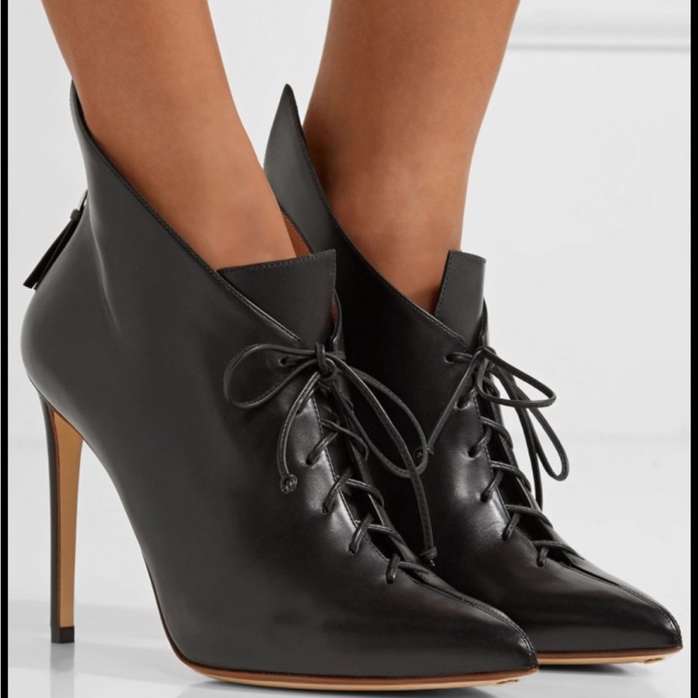 Francesco Russo stiletto lace up ankle boots. Black 37 7